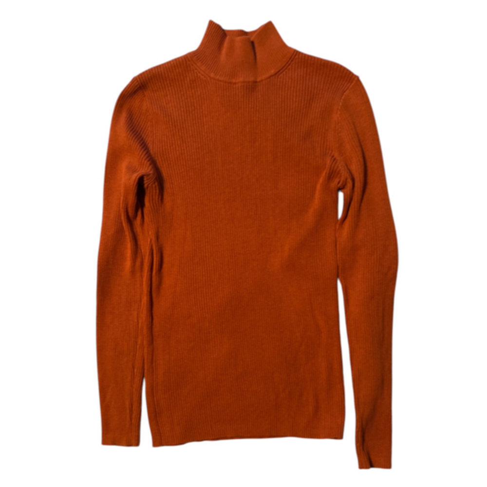 Pendleton Knit Mock Turtleneck Sweater Stretchy Cotton Size S Orange